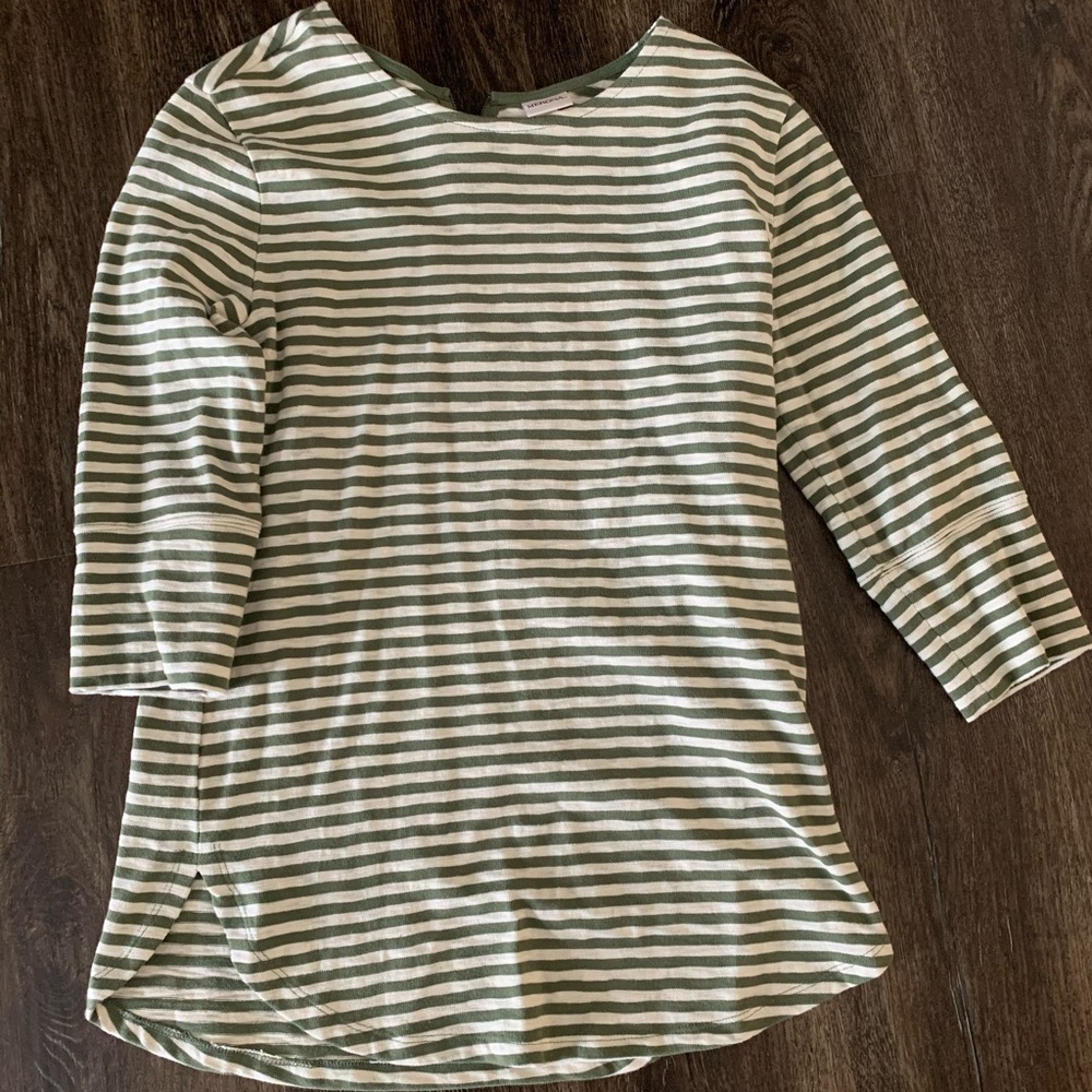 Green striped tunic top, Sz S